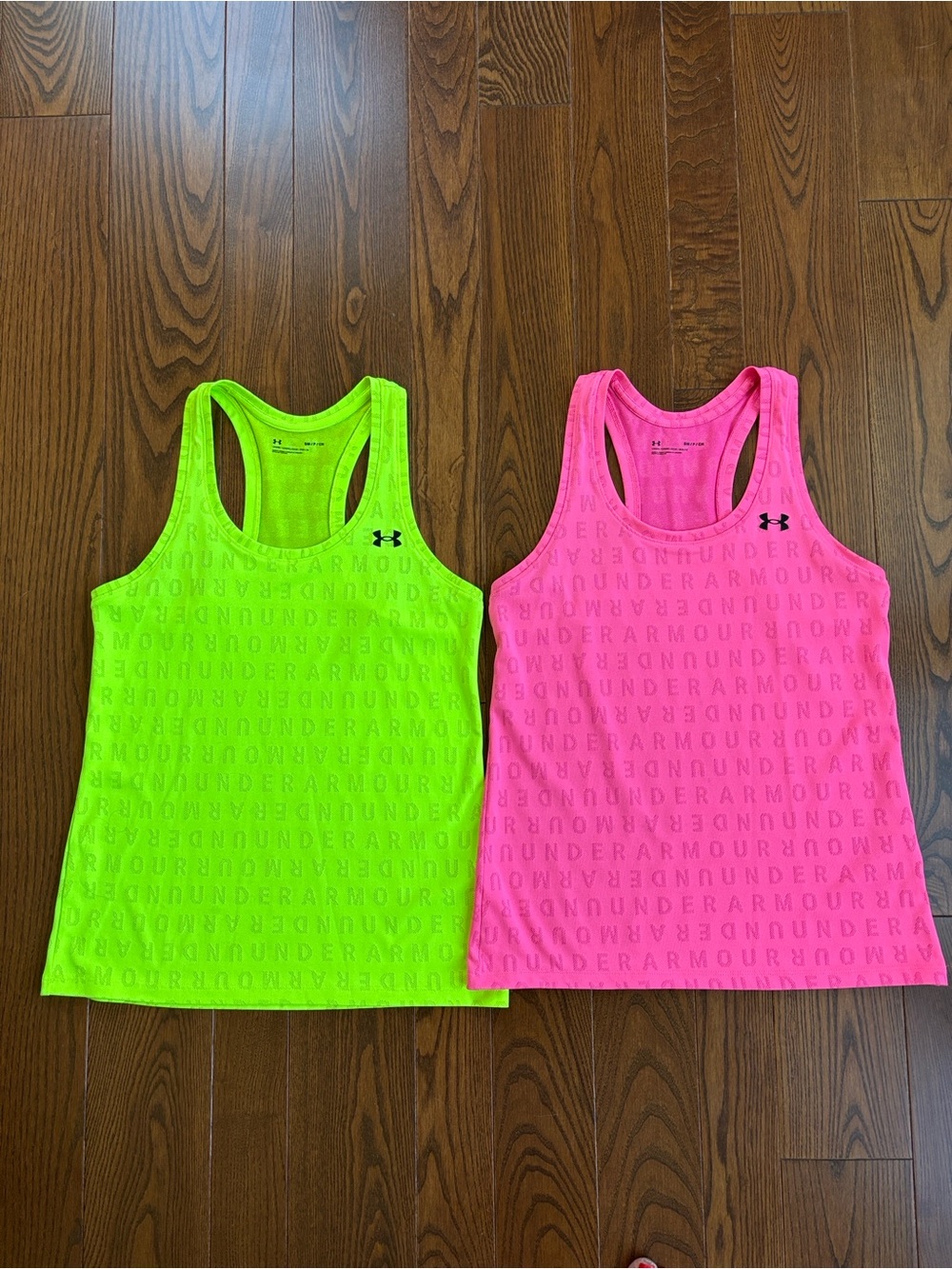 2 Under Armour Racerback Tank Tops - Neon Green & Hot Pink - Picture 8 of 8